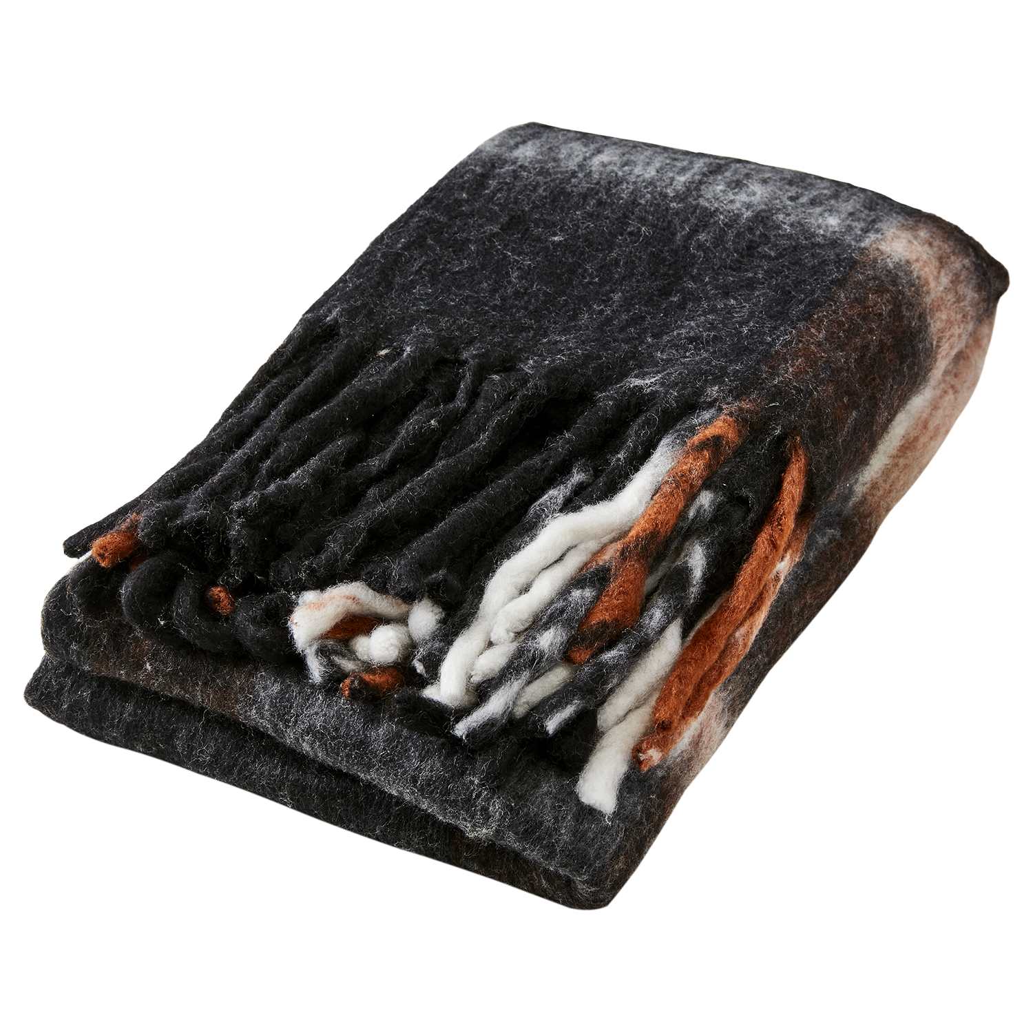 Affari Of Sweden FRASSE Filt, Svart/vit/terrakotta 2 pack