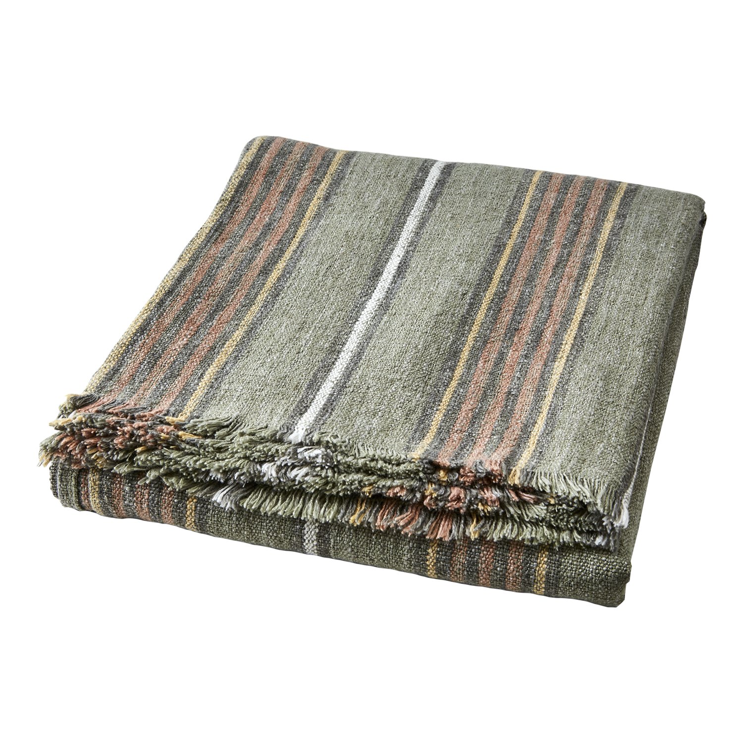 Affari Of Sweden HILDA Filt/duk, Grön/rostbrun/vit/gul