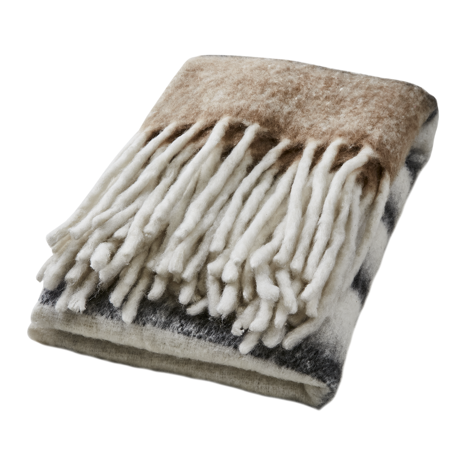 Affari Of Sweden FRASSE Filt, Beige/svart/vit 2 pack