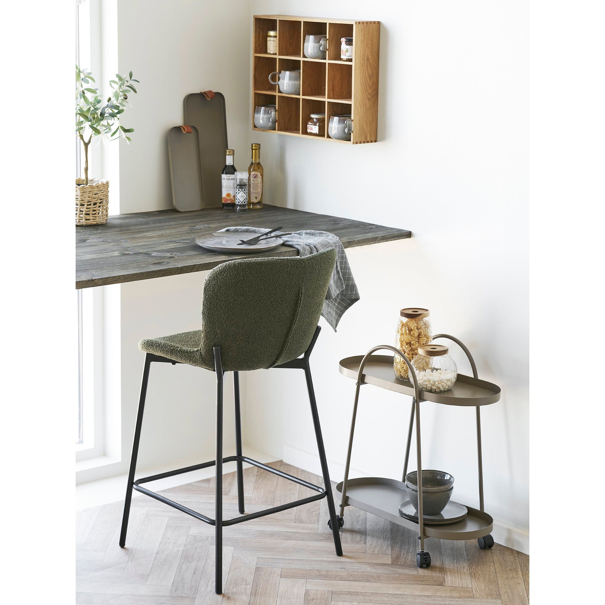 House Nordic Maceda Counter Stol 2 pack Mörkgrön