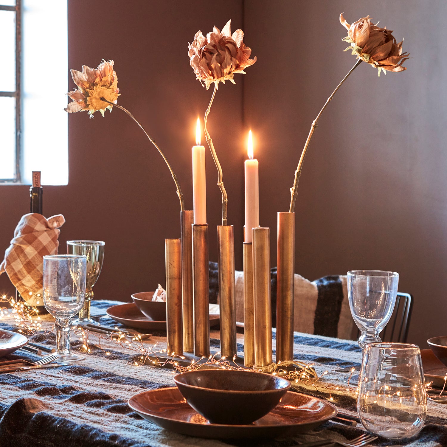 Affari Of Sweden PIPER Ljusstake/vas, Kopparfärgad/svart