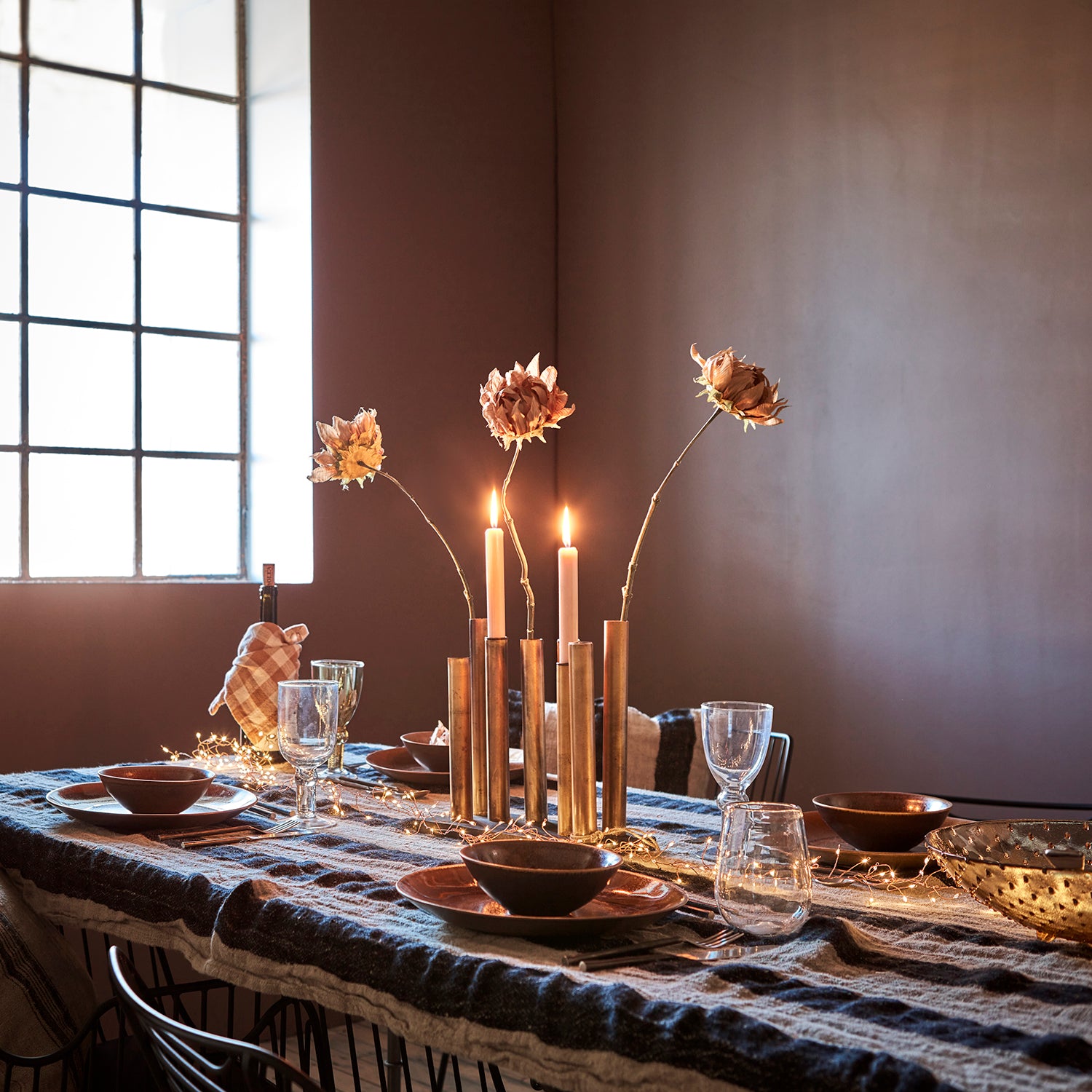 Affari Of Sweden PIPER Ljusstake/vas, Kopparfärgad/svart