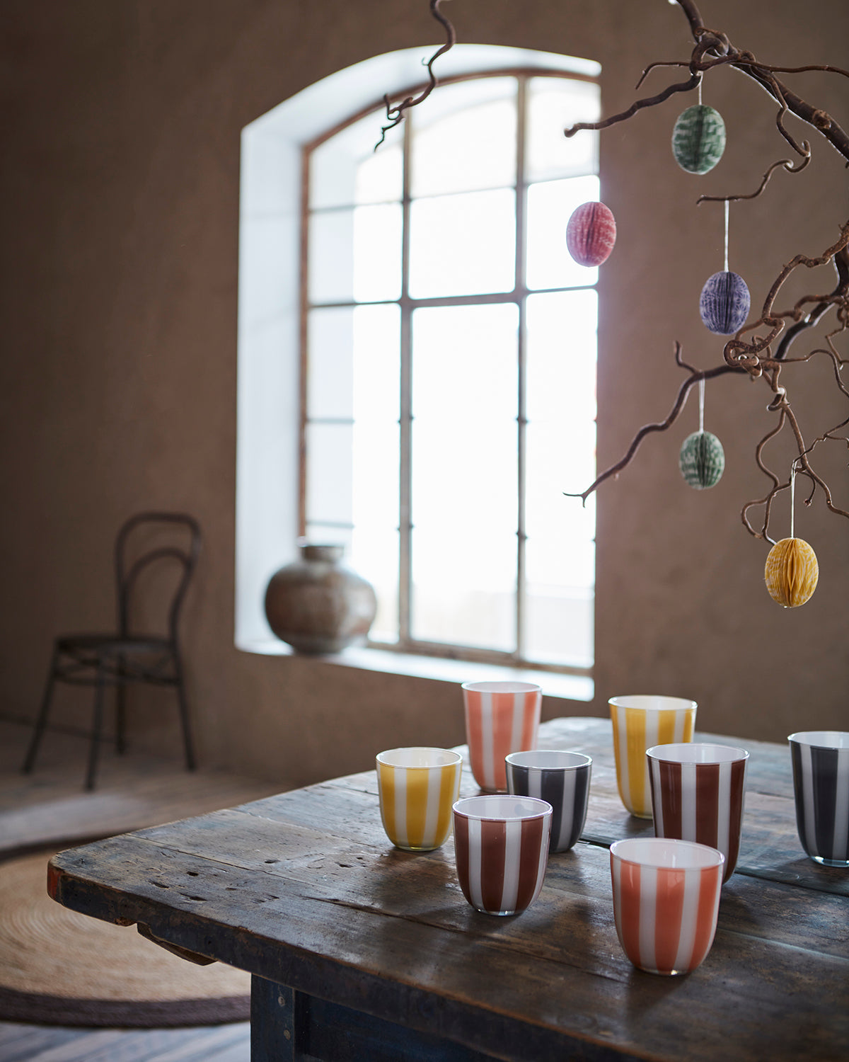 Affari Of Sweden CIRCUS Värmeljushållare M, Brun/vit 6 pack