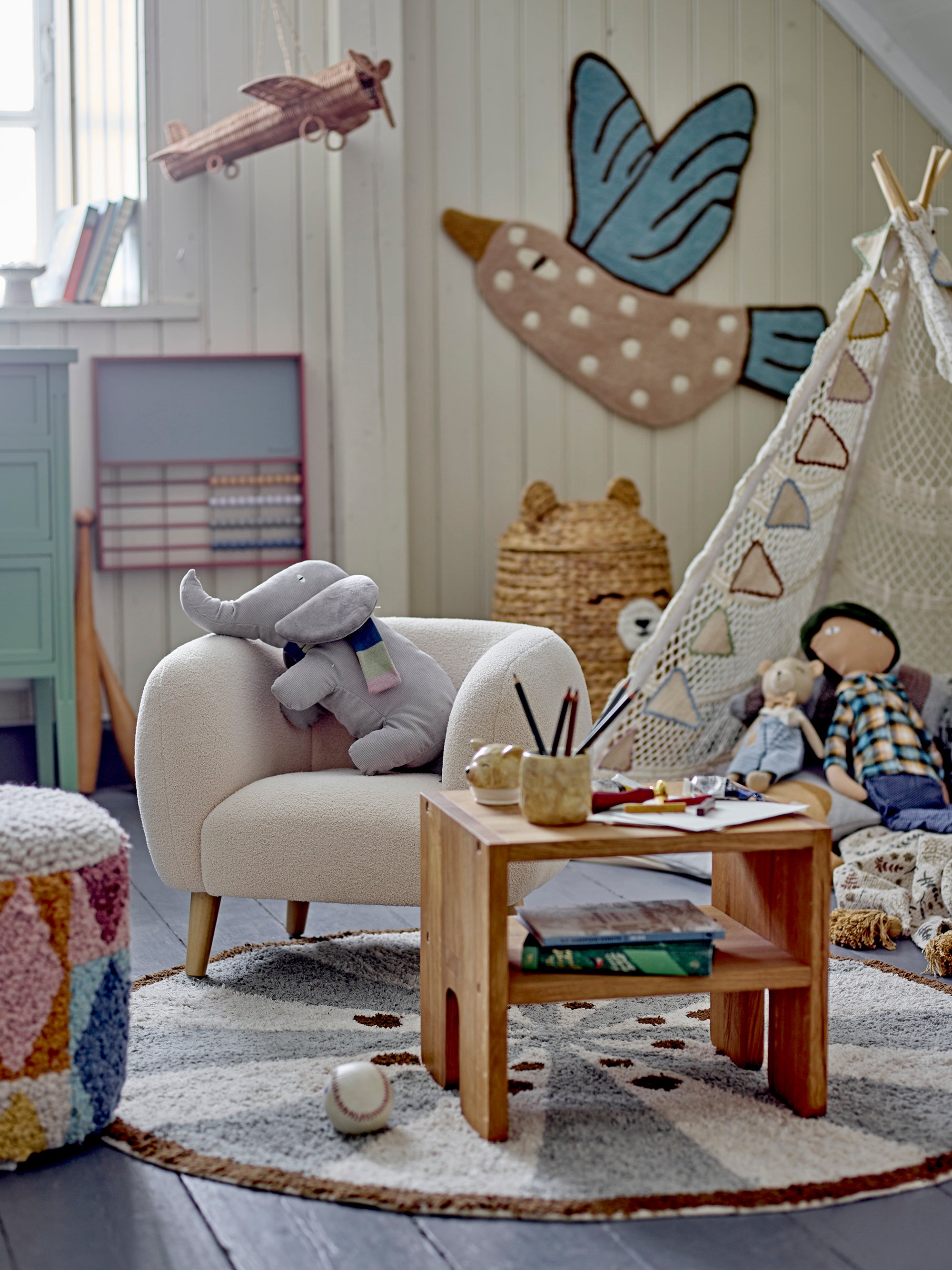 Bloomingville MINI BLUE JAY Matta, Blå, Ull