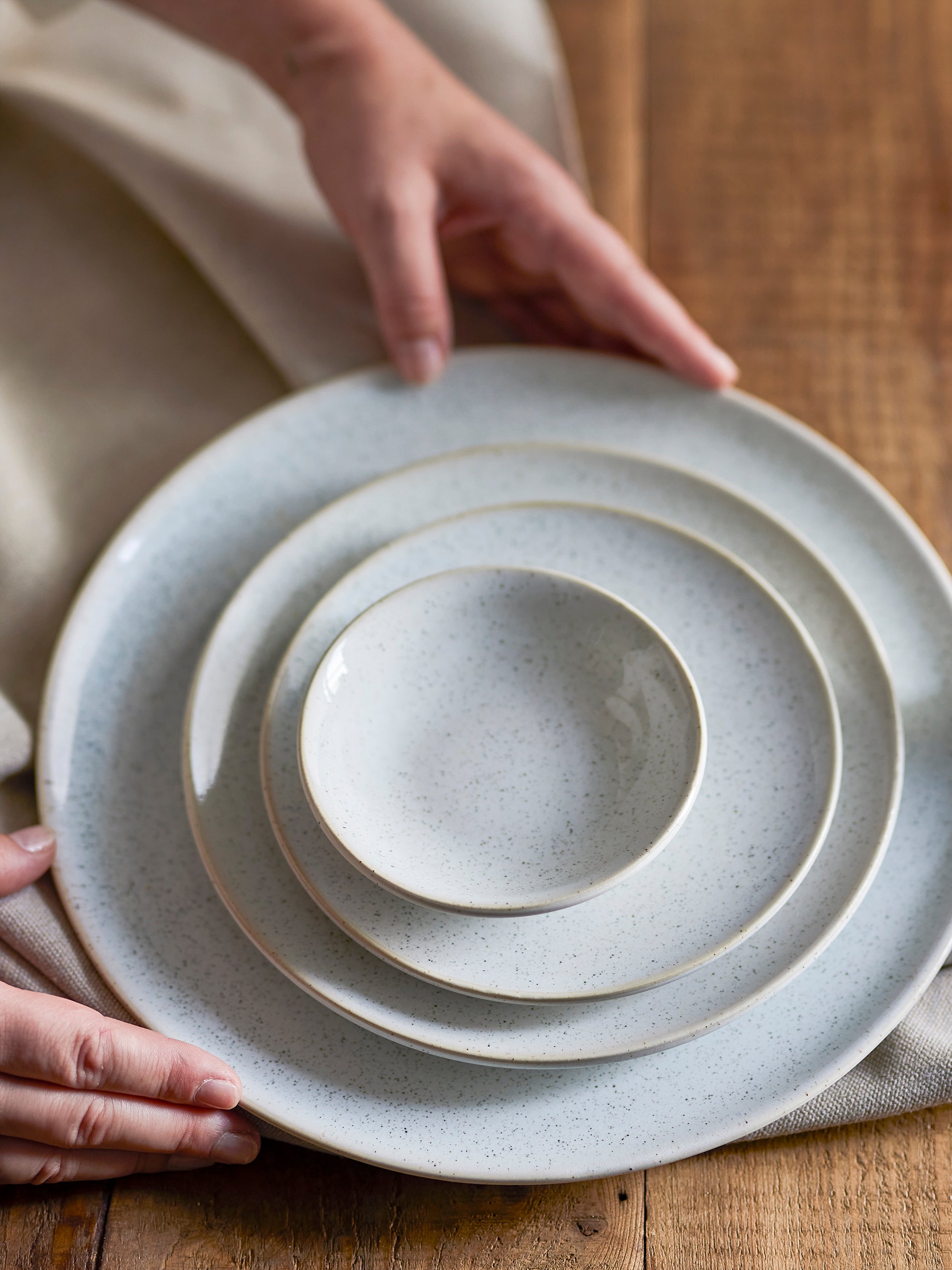 Bloomingville ADDISON Tallrik, Set om 6, Vit, Stengods