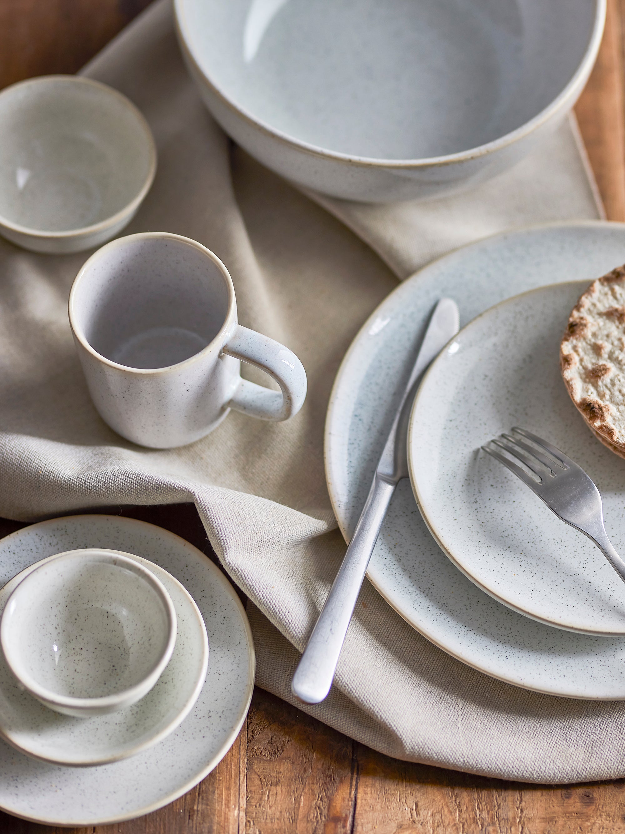 Bloomingville ADDISON Tallrik, Set om 6, Vit, Stengods