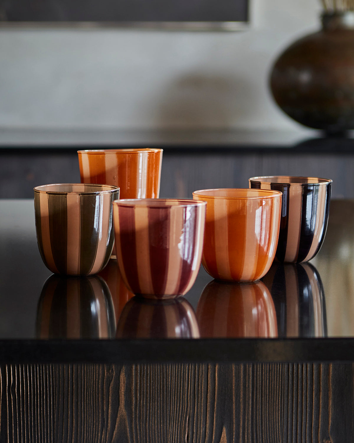 Affari Of Sweden CIRCUS Värmeljushållare S, Orange/beige 6 pack