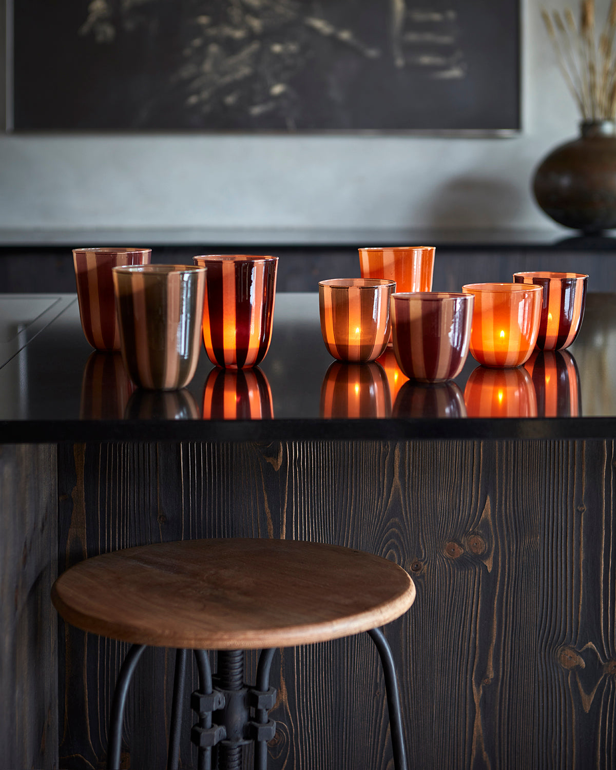 Affari Of Sweden CIRCUS Värmeljushållare S, Orange/beige 6 pack