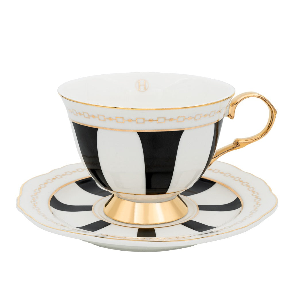 Hilke Collection Kopp med fat - Strisce Nero