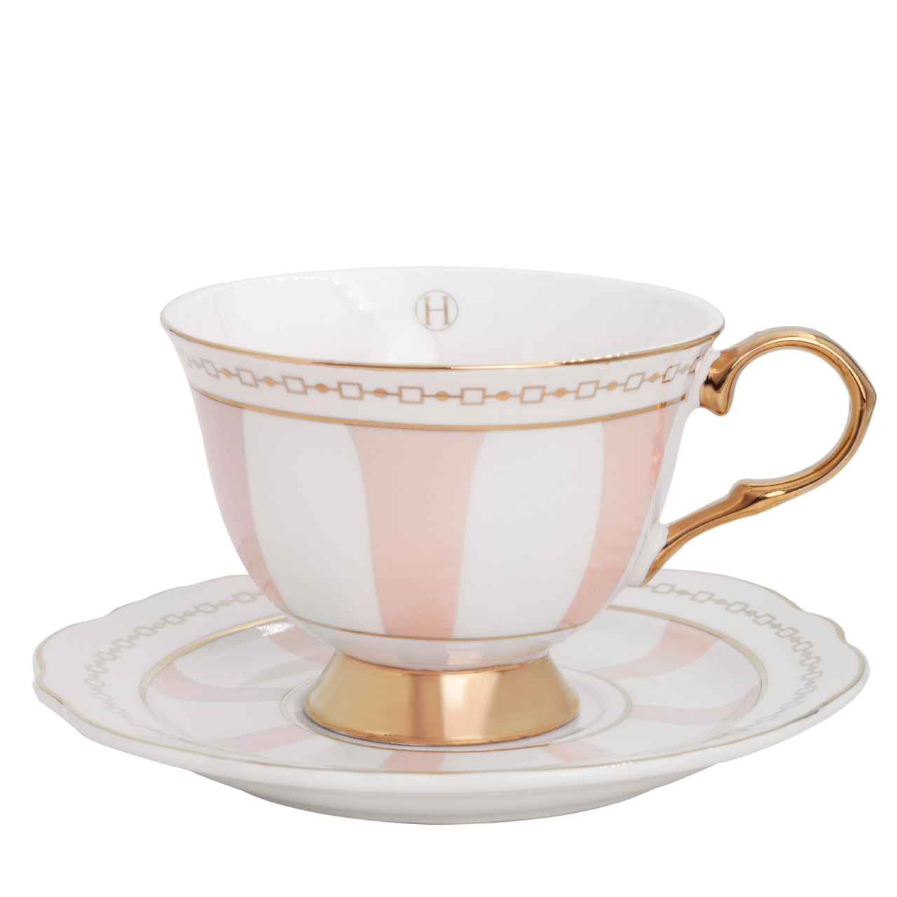Hilke Collection Kopp med fat - Strisce Rosa