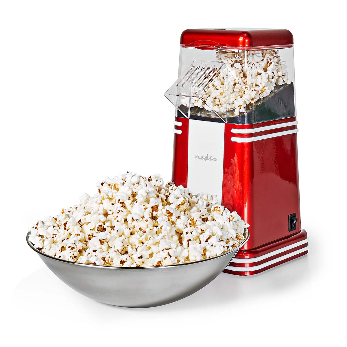 Nedis popcorn maskin, röd/vit