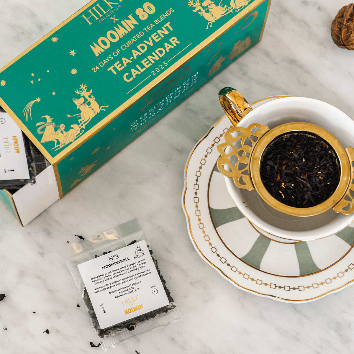 Hilke Collection Kopp med fat - Strisce Salvia