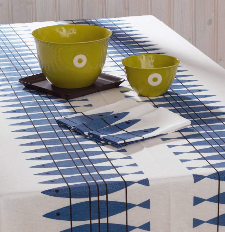 Almedahls Sill, vaxduk, 145x220cm, blå