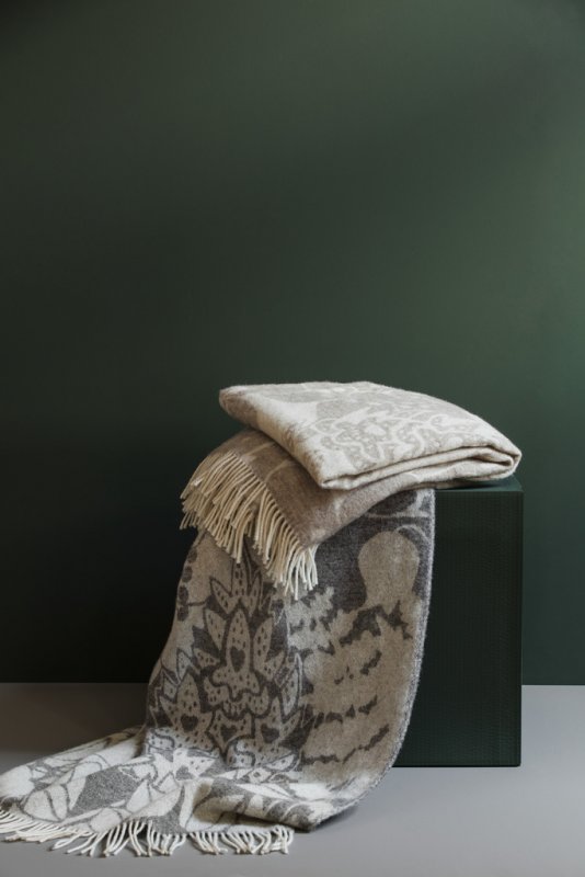 Almedahls Skogen, pläd, beige offwhite