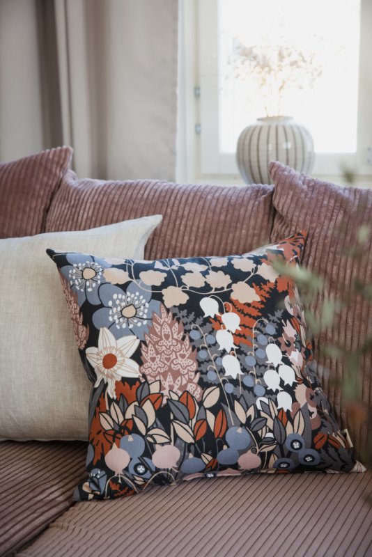 Almedahls Skogen, kuddfodral, blå brun, 47x47cm