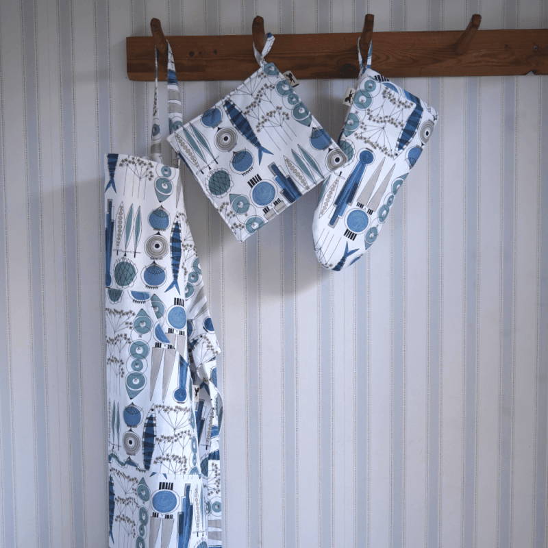 Almedahls Picknick, förkläde, blå beige