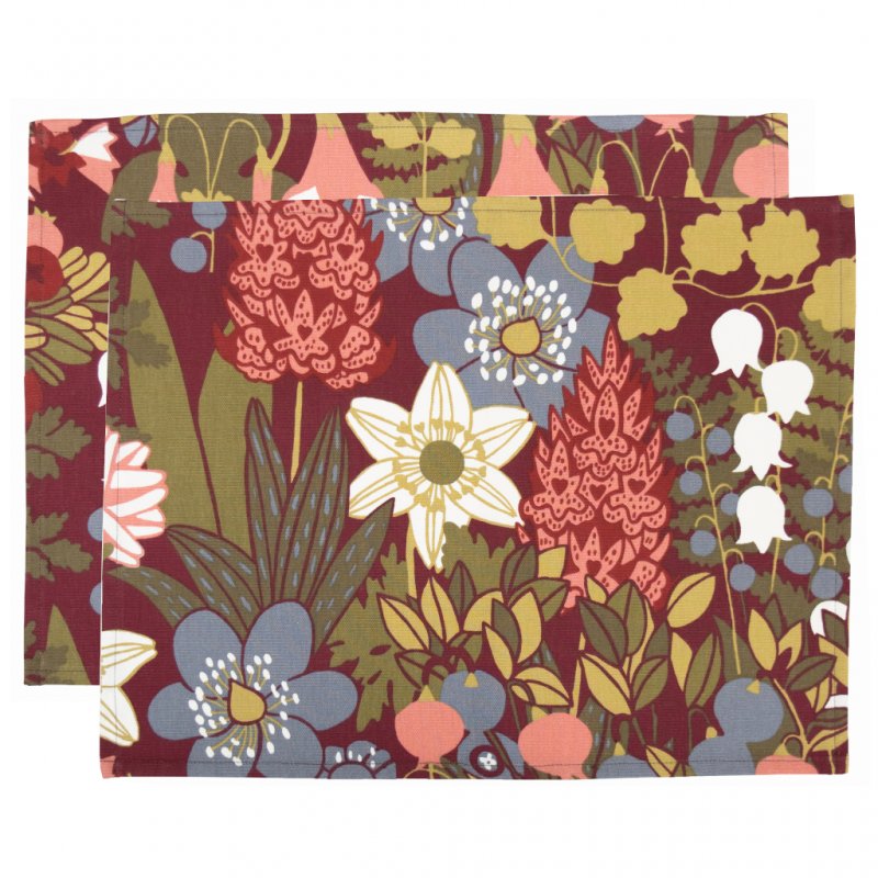 Almedahls Skogen, bordstablett, vinröd, 45x34cm 2-pack