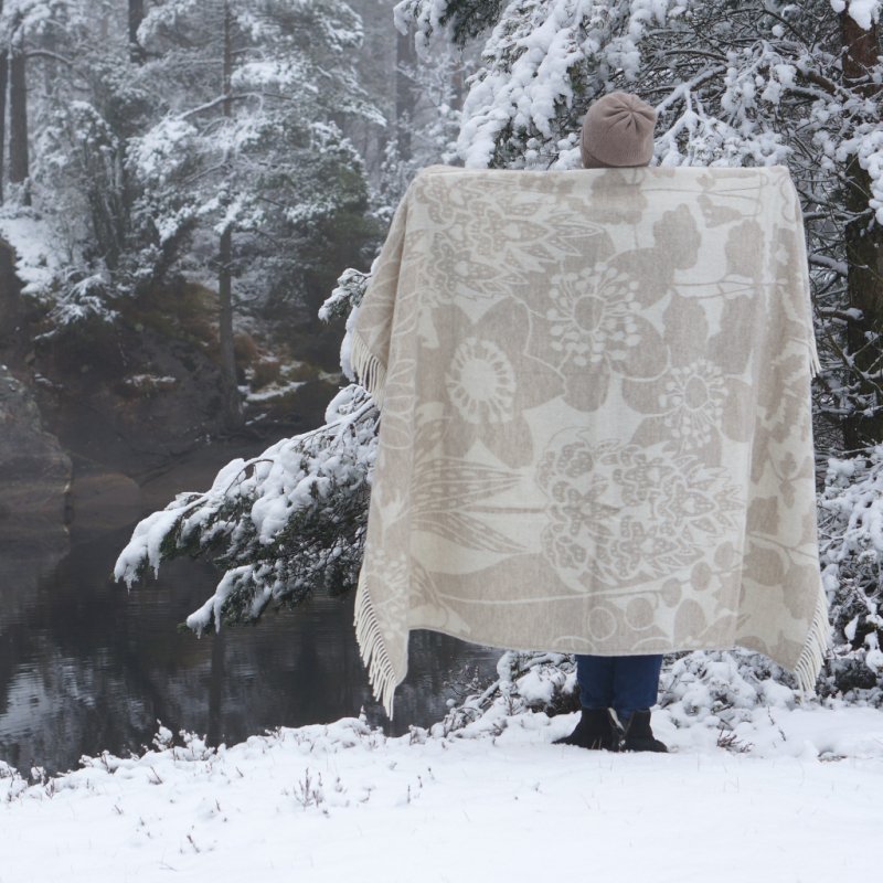 Almedahls Skogen, pläd, beige offwhite