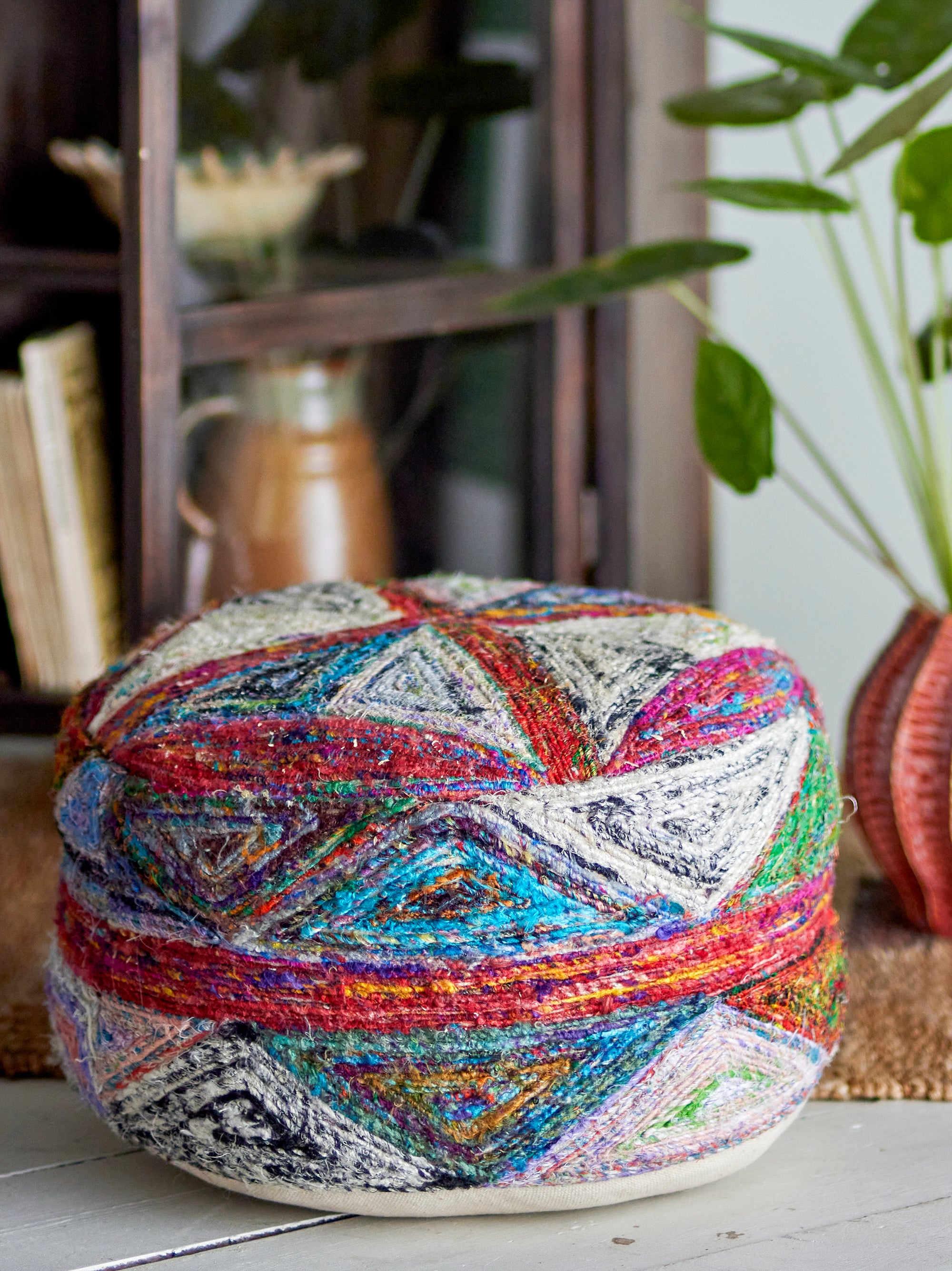 Creative Collection TORANO Pouf, Röd, Bomull