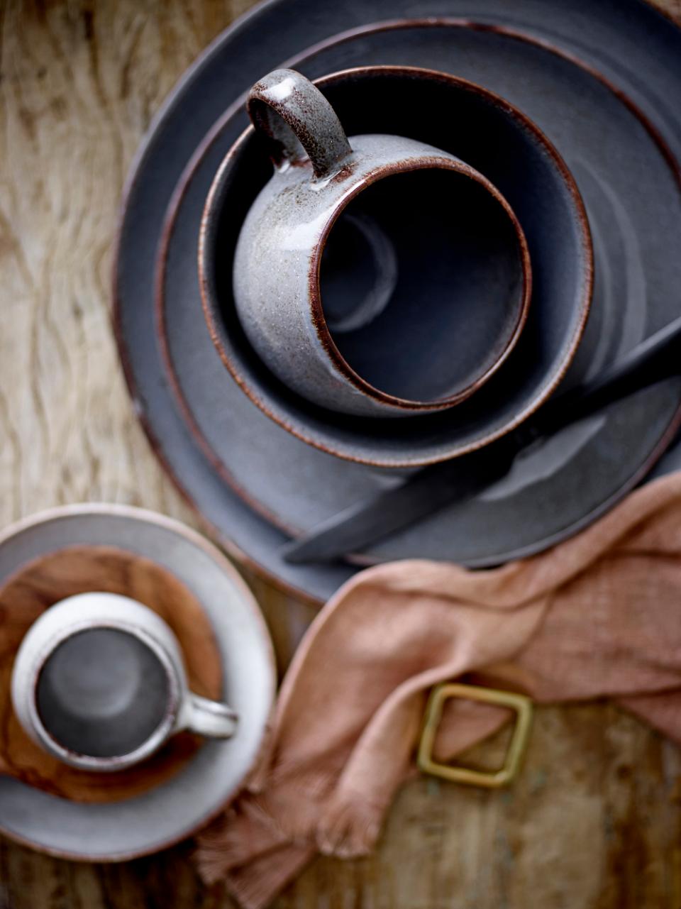 Bloomingville Sandrine Mugg, Grå, Stengods, 6-pack