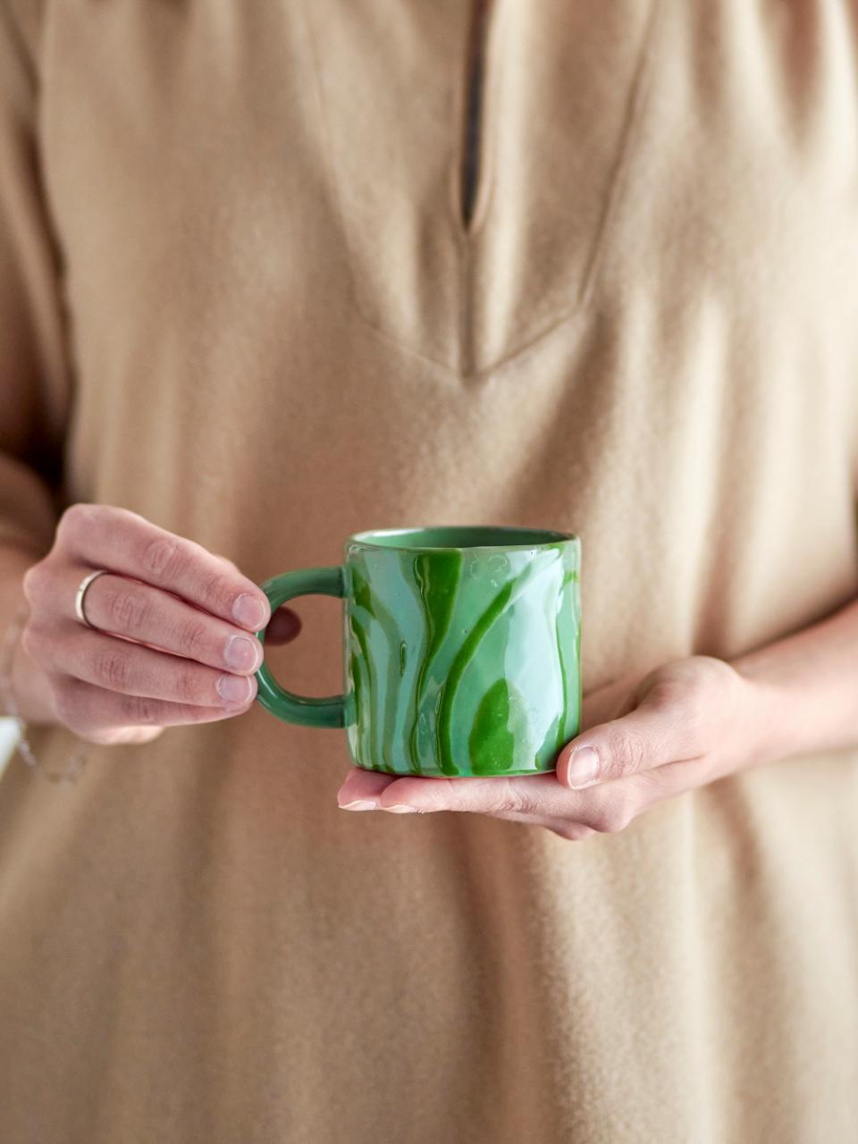 Bloomingville Ninka Mugg, Grön, Stengods, 6-pack