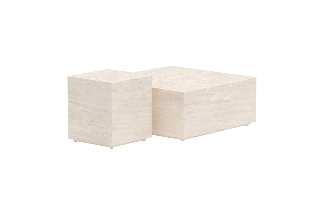 Venture Home Lissabon Sidobord 40 x 40 x 45 Beige + Sidobord 80 x 80 x 35 Beige