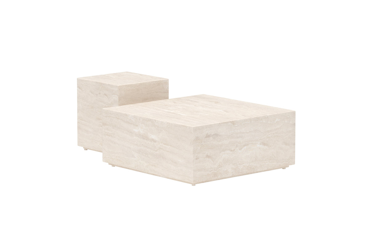 Venture Home Lissabon Sidobord 40 x 40 x 45 Beige + Sidobord 80 x 80 x 35 Beige