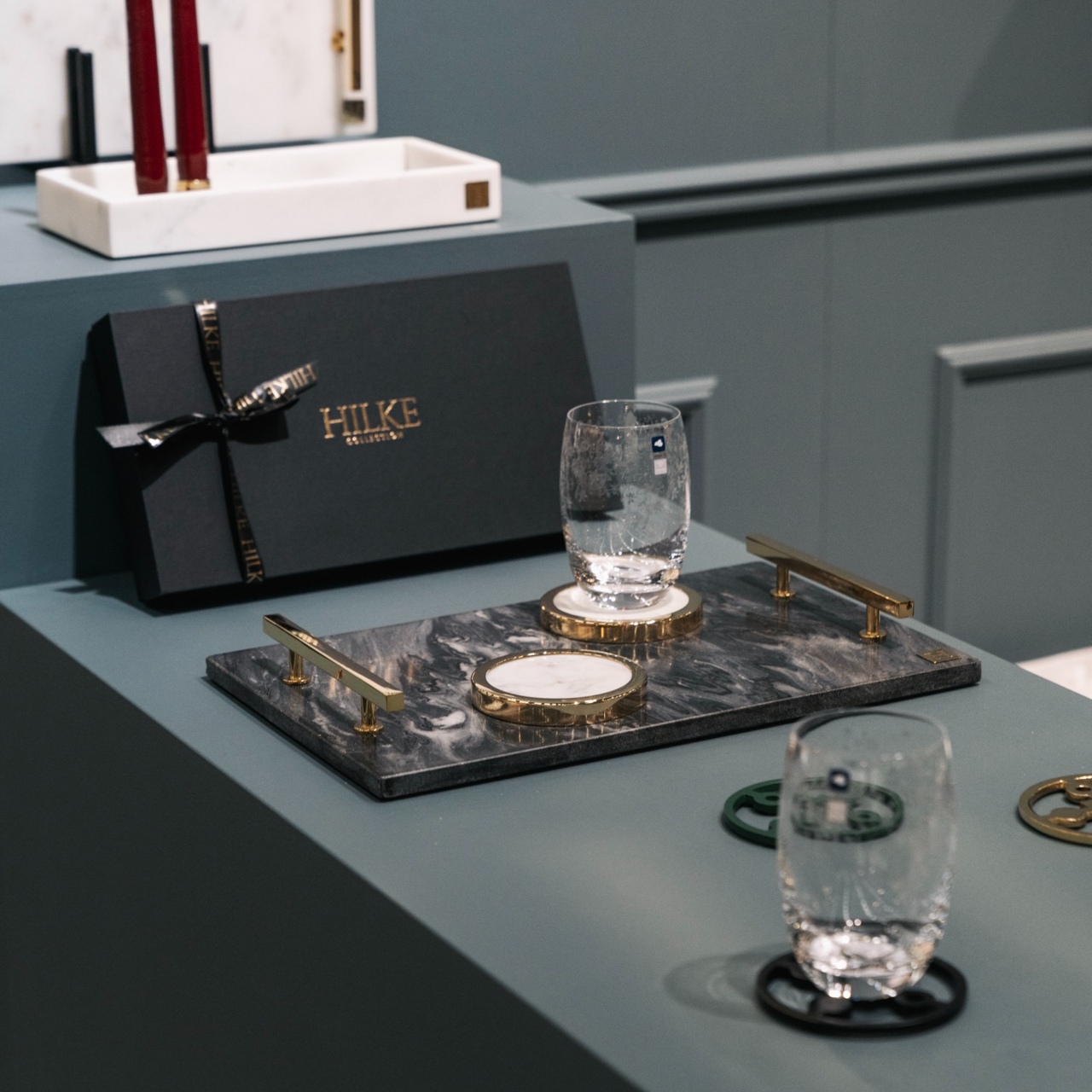 Hilke Collection Glasunderlägg i marmor