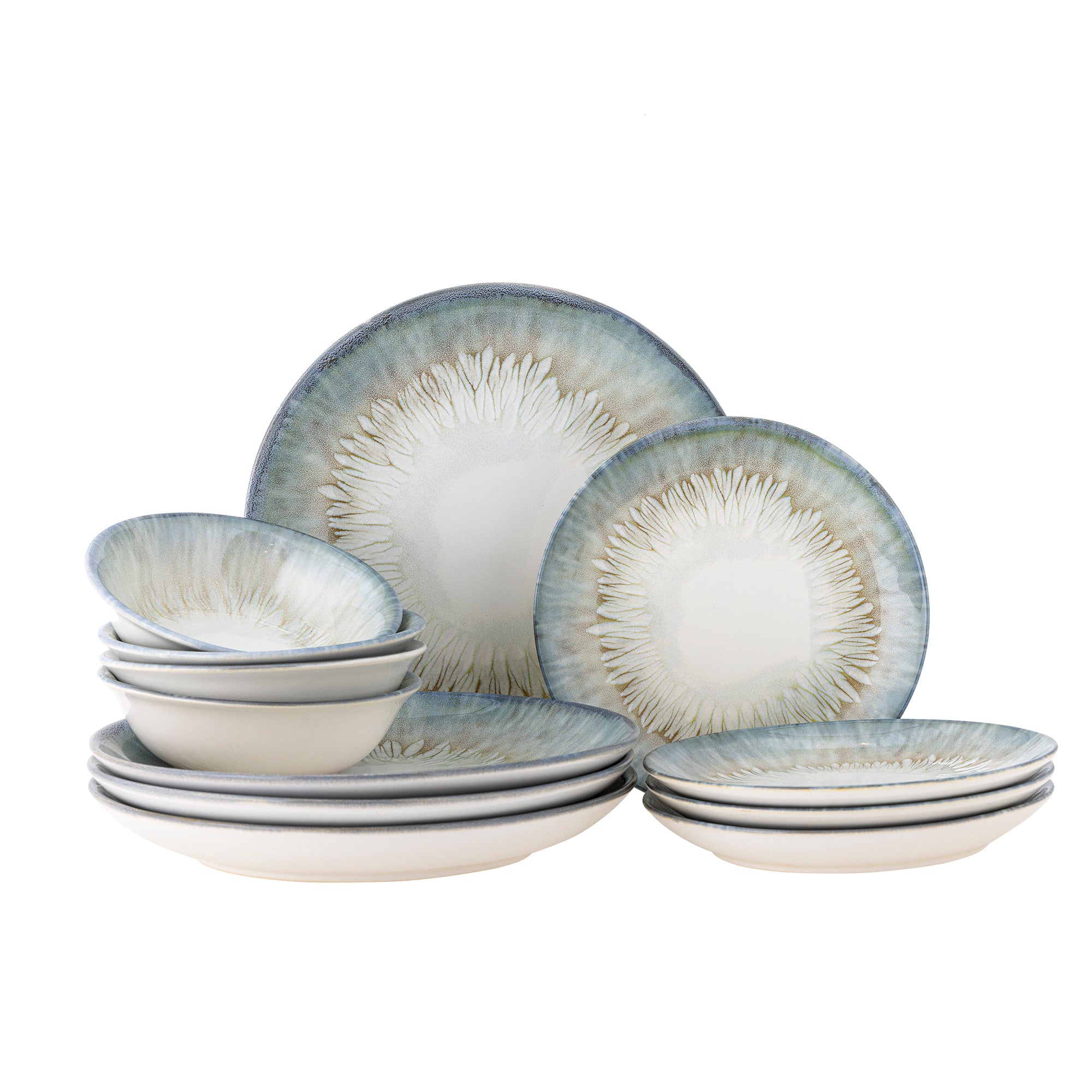 Bloomingville CALEN Servisset, Blå, Stengods