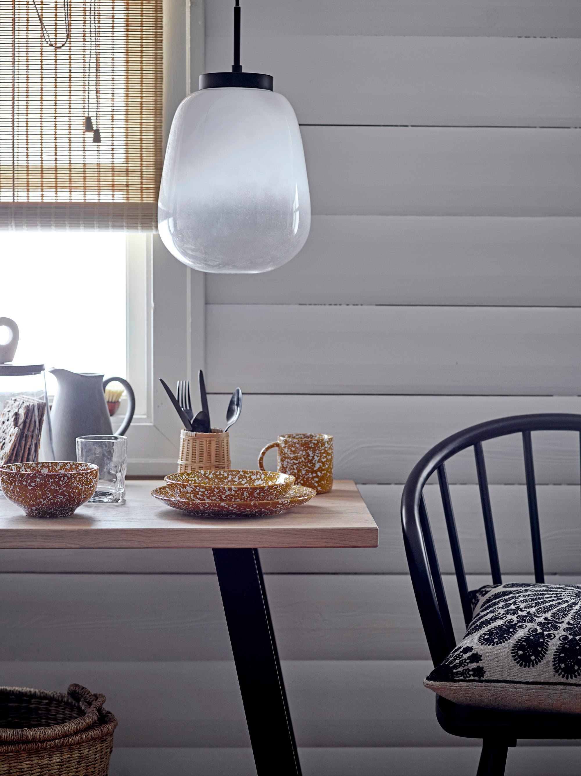 Bloomingville ECE Taklampa, Vit, Glas