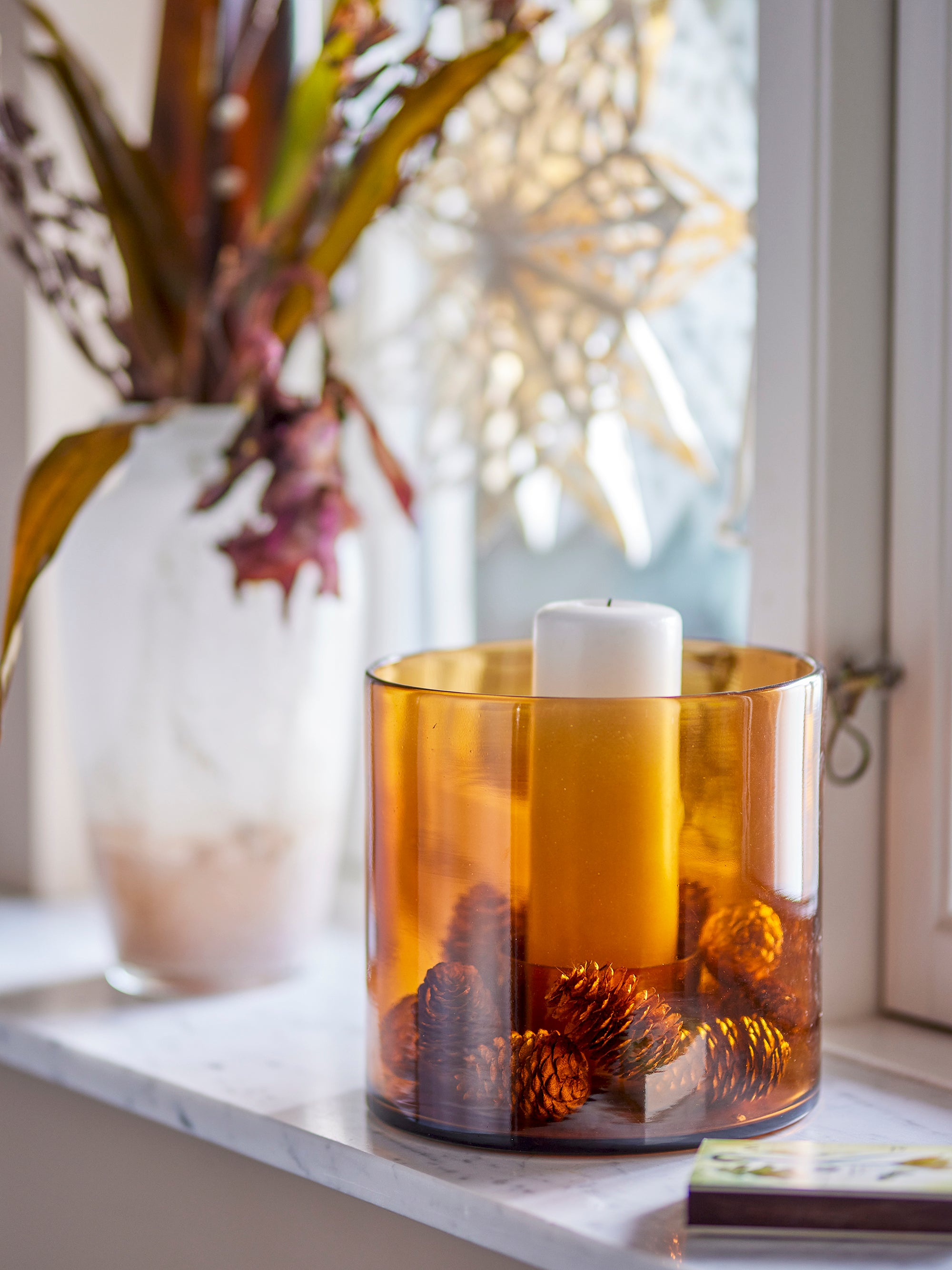 Bloomingville KAHLAH Ljusstake, Brun, Återvunnet Glas