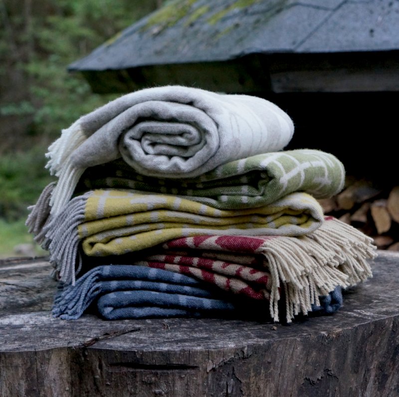 Almedahls Skogen, pläd, beige offwhite