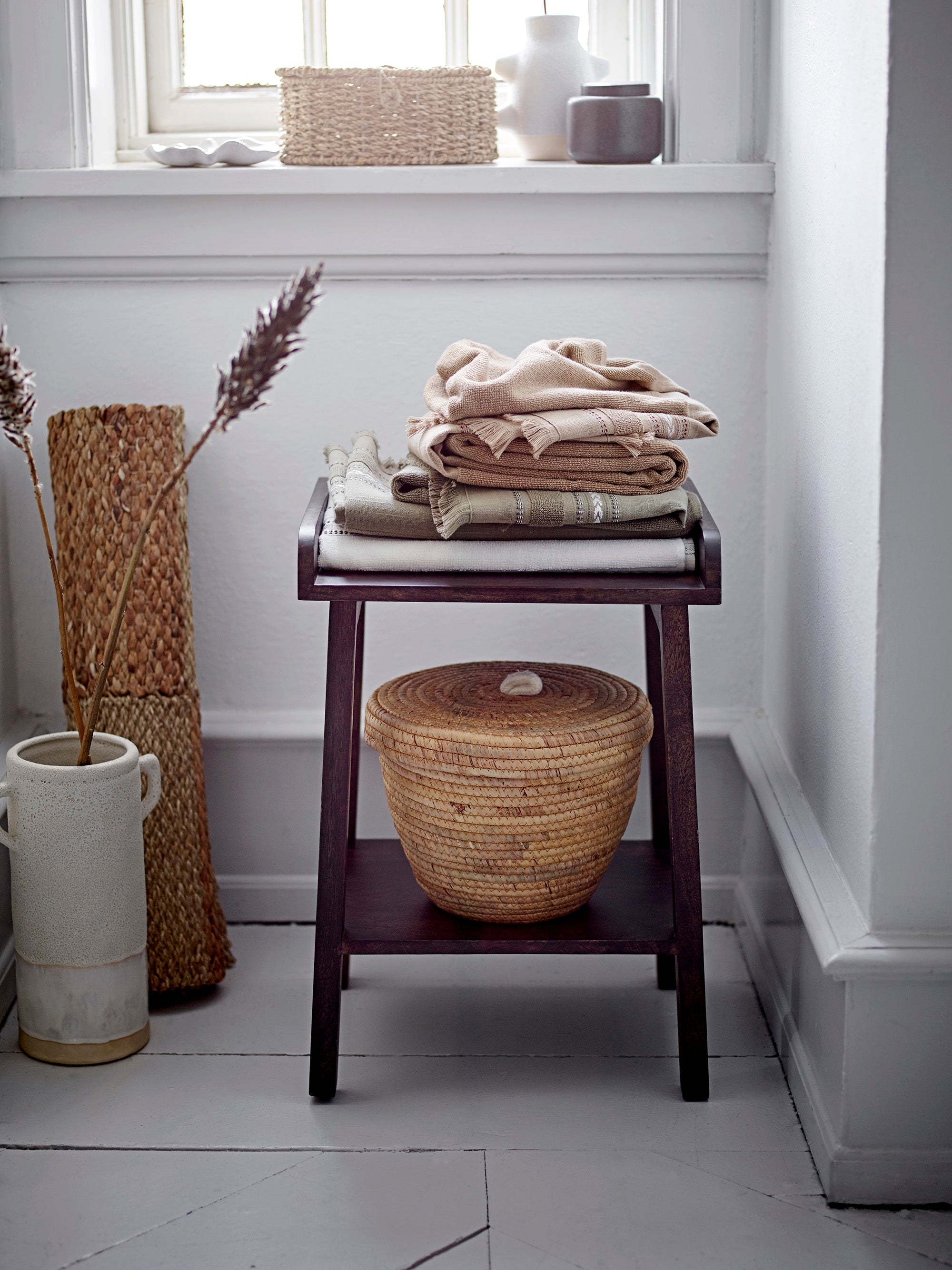 Bloomingville NOI Korg med Lock, Natur, Vattenhyacint, set om 2