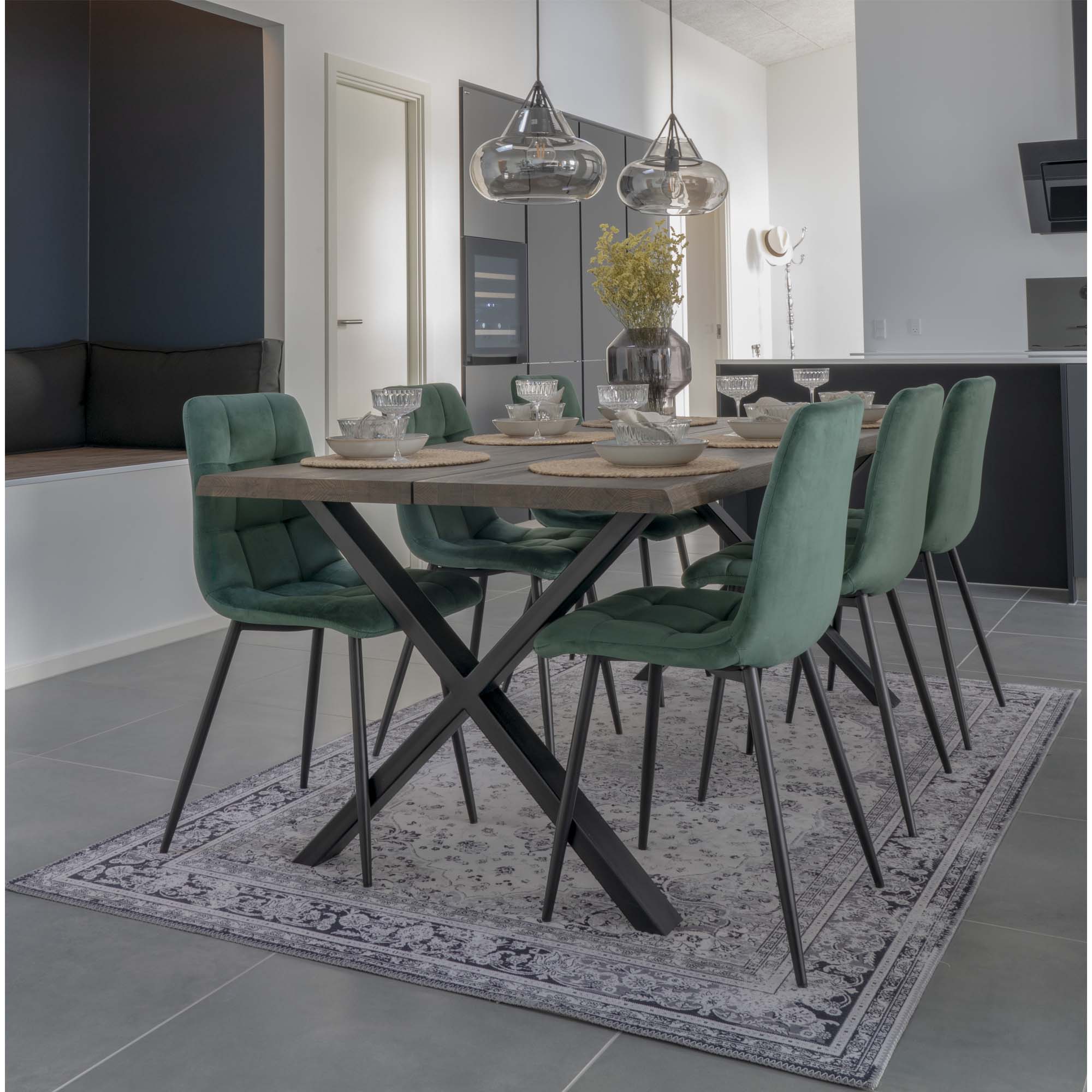 House Nordic Middelfart Matstol 2 pack Mörkgrön