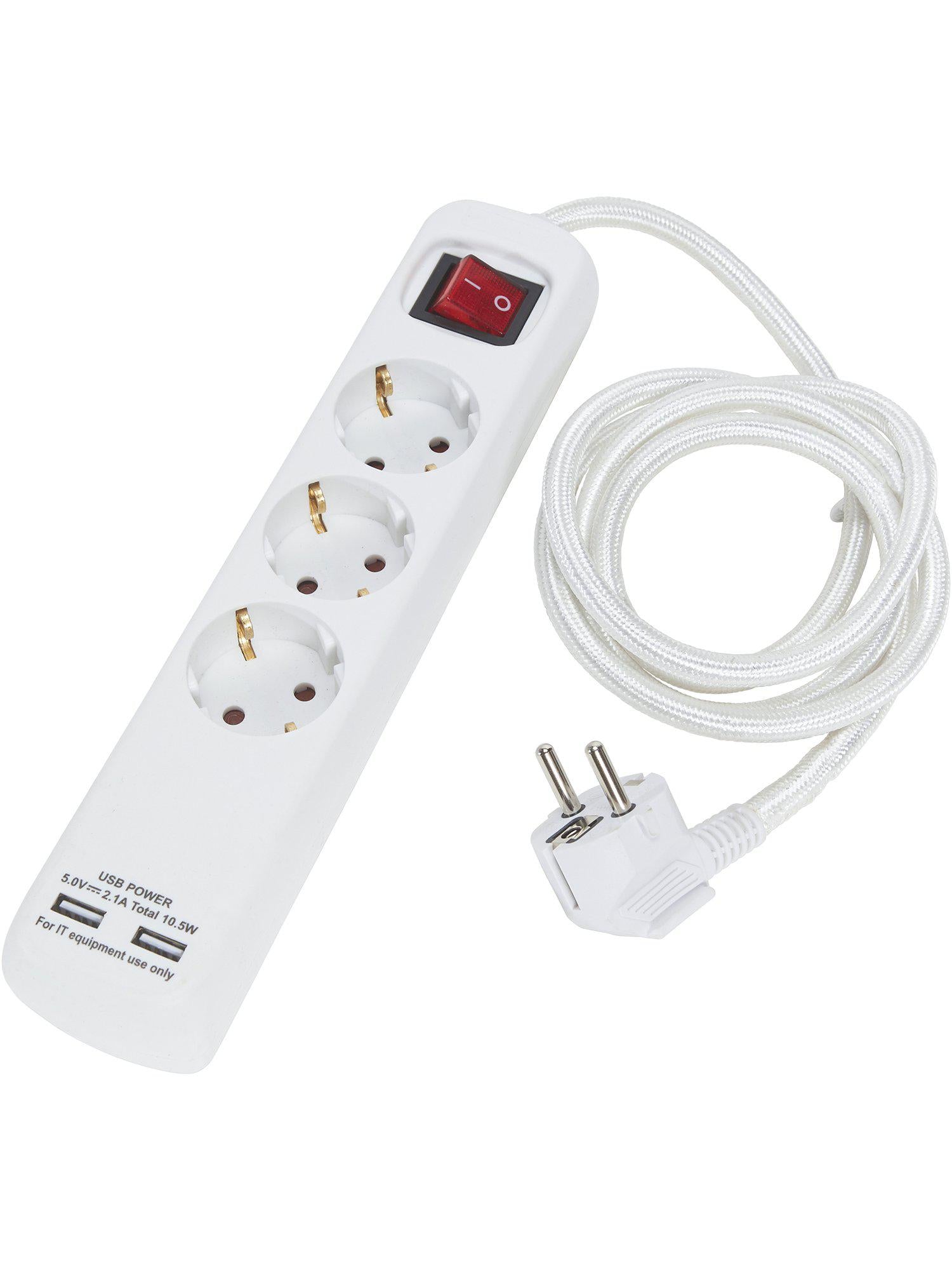 PR Home Grenuttag 3:a m USB White/white 1.4m