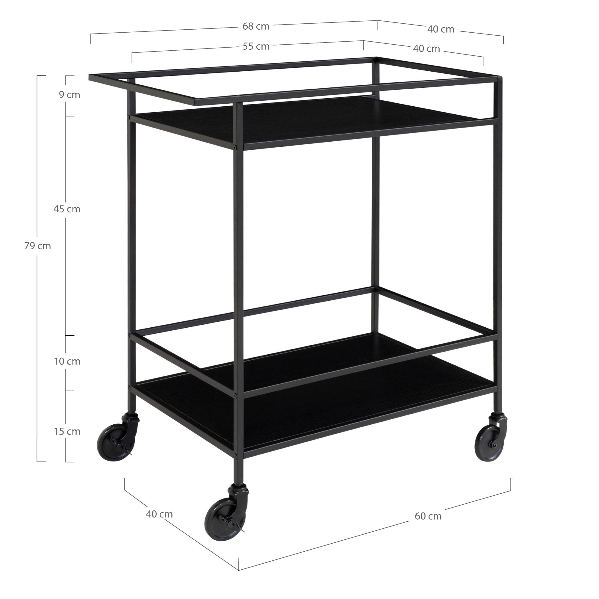 House Nordic Vita Bar Trolley Svart