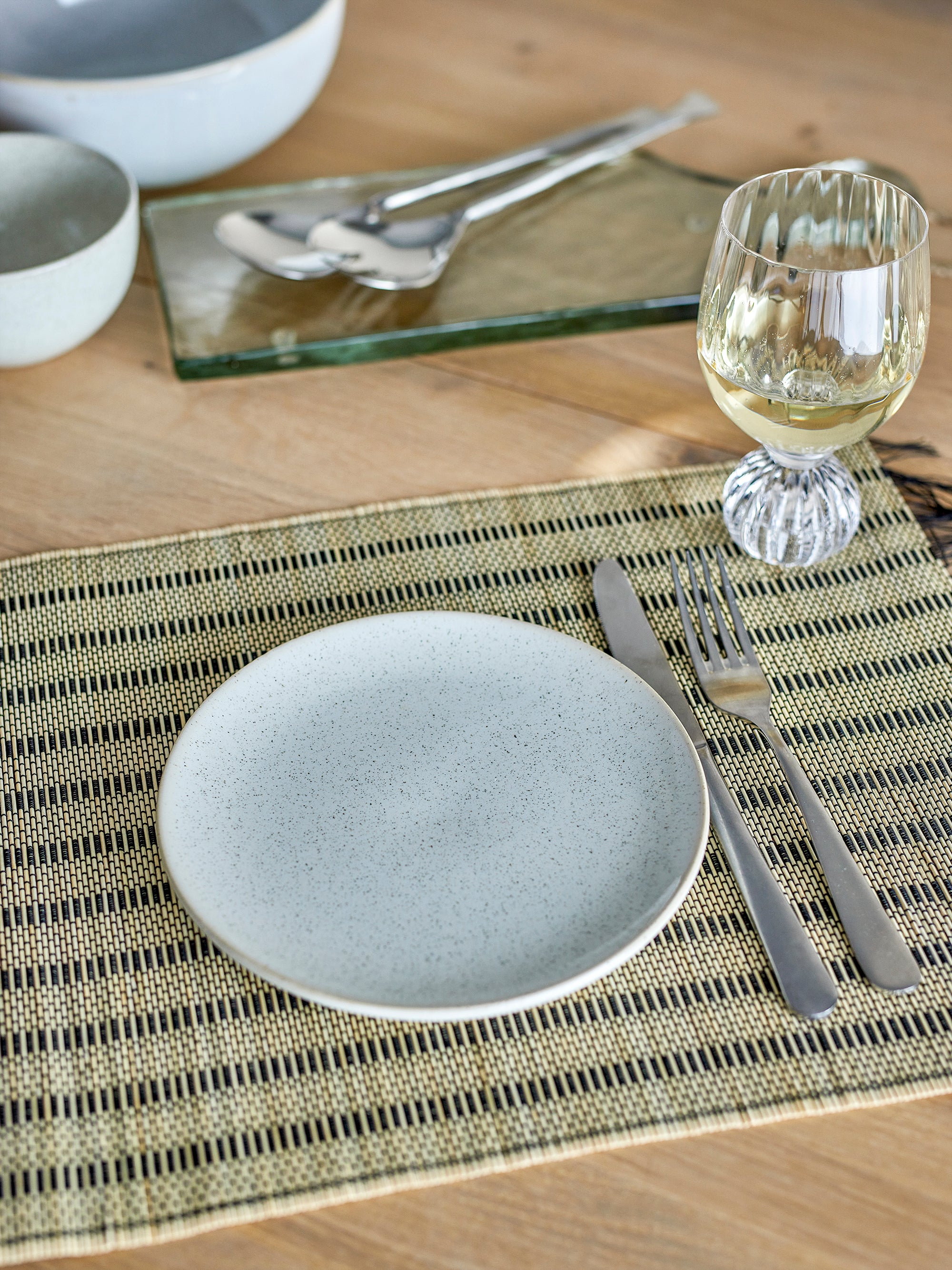 Bloomingville ADDISON Tallrik, Set om 6, Vit, Stengods