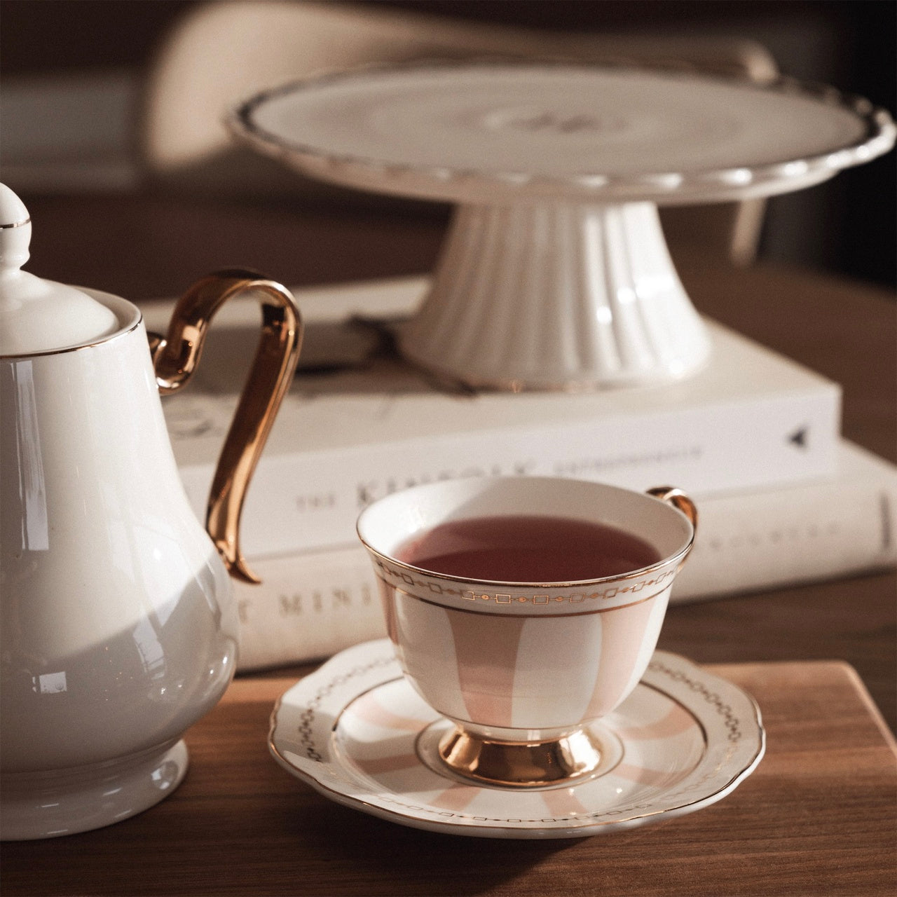 Hilke Collection Kopp med fat - Strisce Rosa