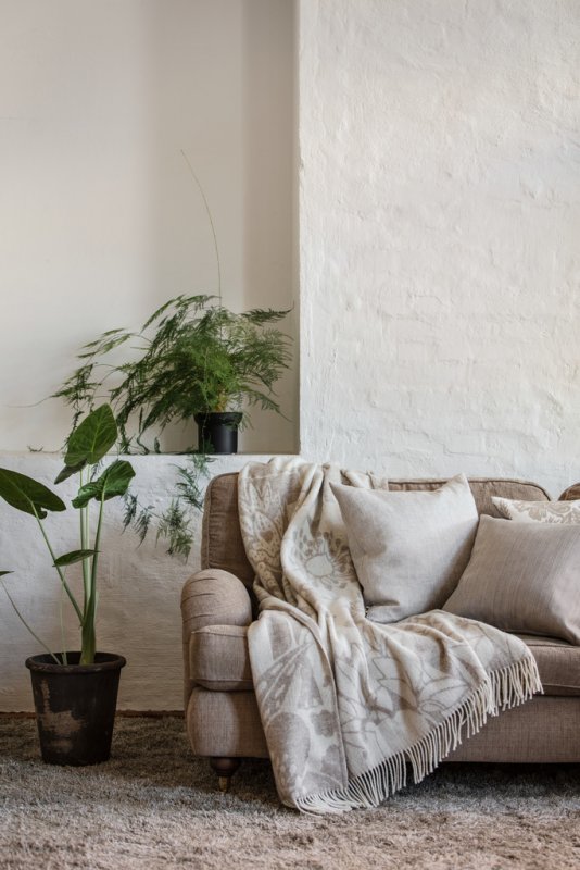 Almedahls Skogen, pläd, beige offwhite