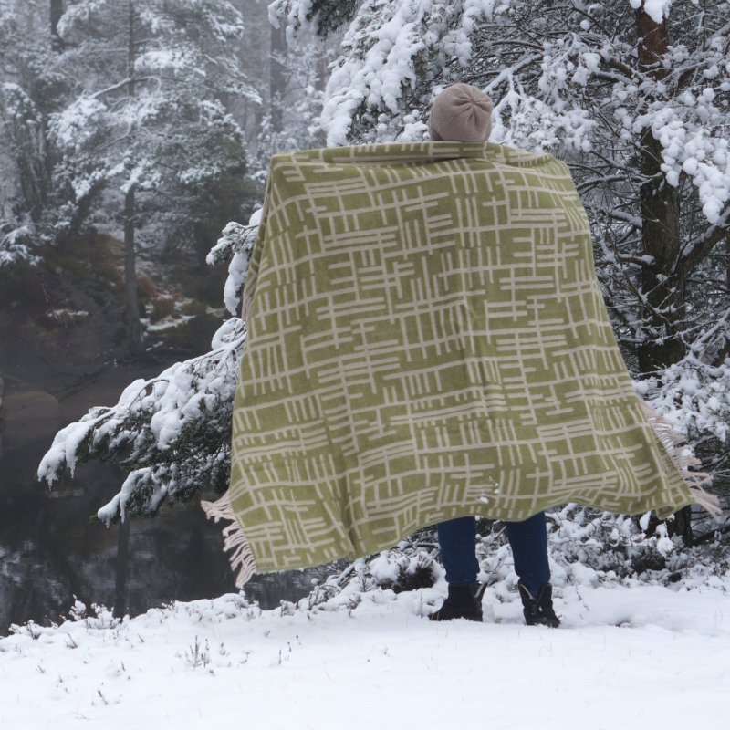 Almedahls Pickepin, pläd, mossgrön beige