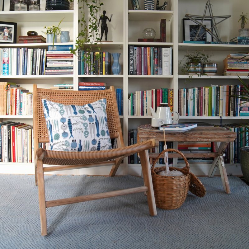 Almedahls Picknick, kuddfodral, blå beige, 47x47cm