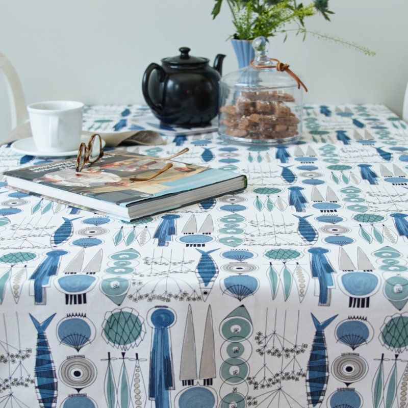 Almedahls Picknick, vaxduk, 145x220cm, blå beige