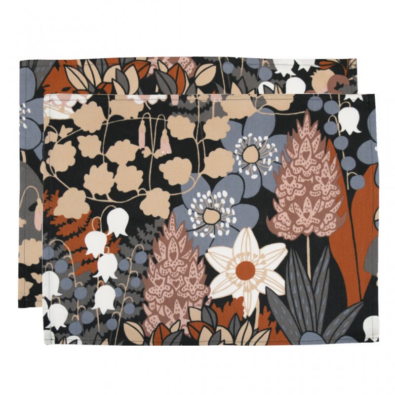 Almedahls Skogen, bordstablett, blå brun, 45x34cm 2-pack