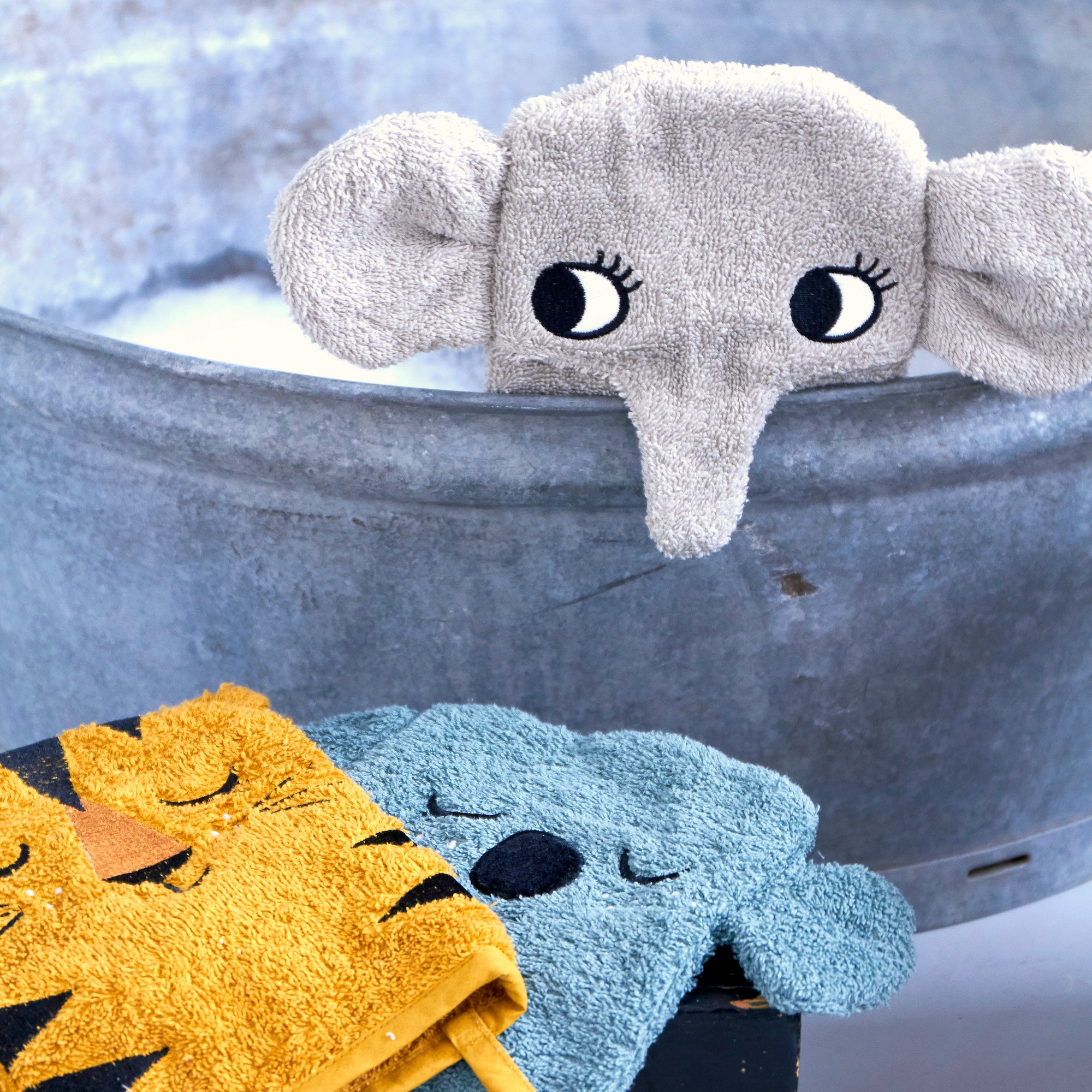 Roommate Wash Gloves - KOALA, TIGER, ELEPHANT set med 3 st