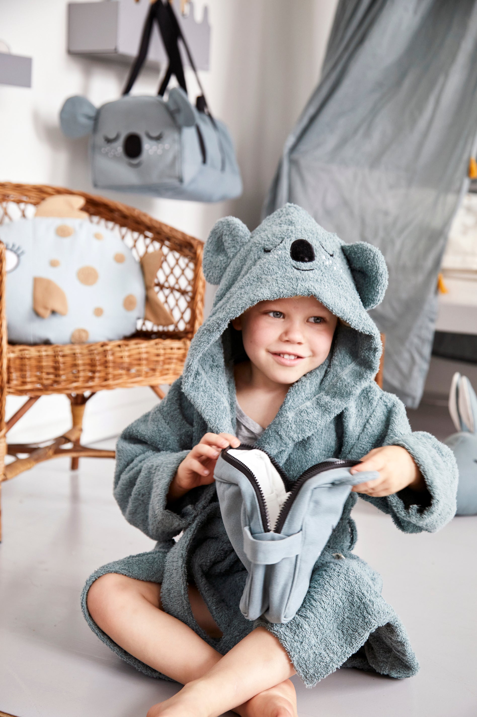 Roommate Bathrobe - KOALA, sea grå (1-2 years)