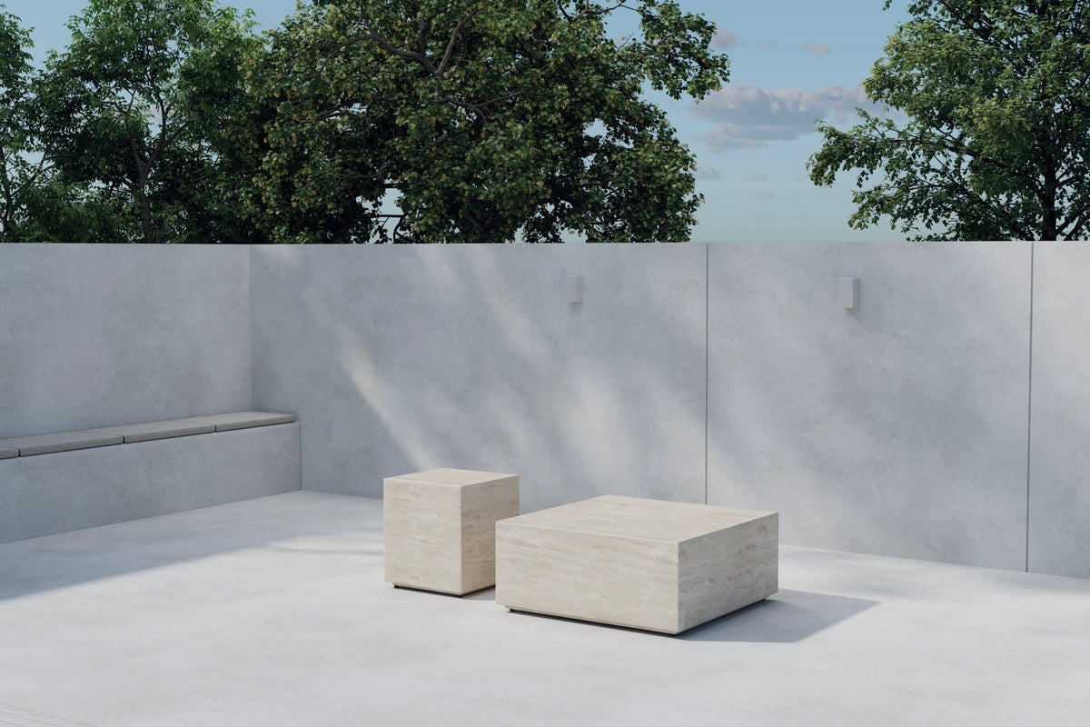 Venture Home Lissabon Sidobord 40 x 40 x 45 Beige + Sidobord 80 x 80 x 35 Beige