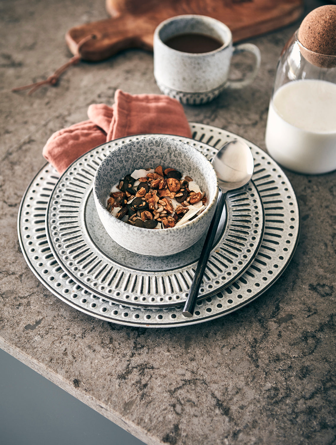 Affari Of Sweden ANTONIA Tallrik, Grå/elfenben 6 pack