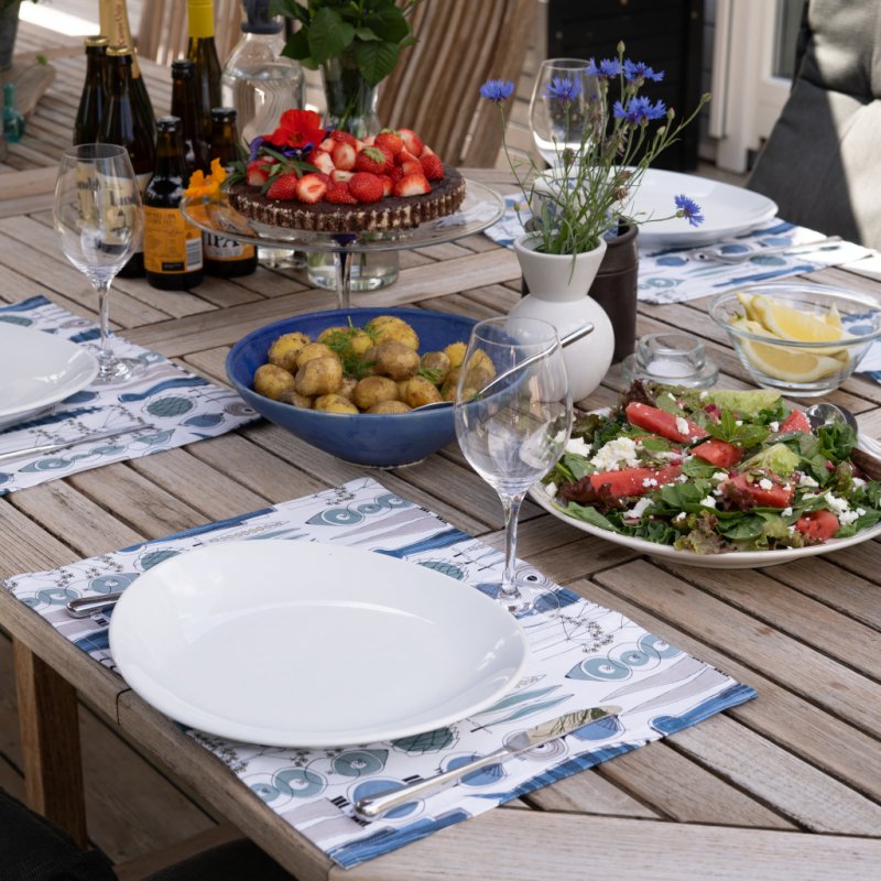 Almedahls Picknick, bordstablett, blå beige, 45x34cm 2-pack
