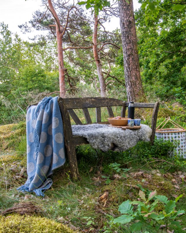 Almedahls Pricktyg, pläd, blå beige