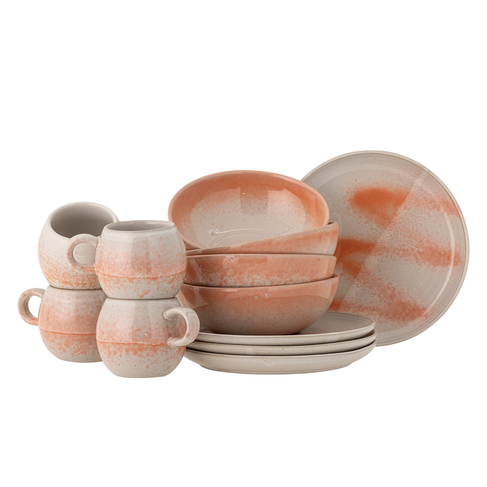 Bloomingville PAULA Frukostset, Orange, Stengods